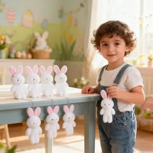 10/20Pcs Easter Party Rabbit Bunny Plush Dolls Keychain Bag Pendant Kids Birthday Party Favors Gift for Guests Basket Fillers