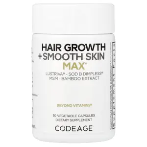 Codeage Hair Growth + Smooth Skin, Max, 30 Vegetable Capsules