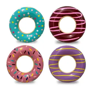 4E's Novelty 4 Pack Mini Inflatable Donuts – 15" Donut Decor for Party Favors