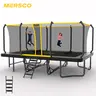 Mersco 12x18 FT Large Rectangle Enclosed Fitness Trampoline - Galvanized Steel W-Shaped Frame, UV-Resistant Net, Ladder, Bolt-Free Setup, Safety Legs, Easy Access Assembly, Durable Black Outdoor Jumping Gear for Kids & Adults