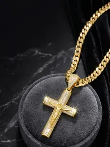 1 pieceHolylegend 14k Real Gold-Plated Cuban , Figaro, Miami Cross with Jesus Christ Crucifix,24 inches Long and 6mm Wide,Handcrafted Polishing and Multiple Electroplating Daily Wear Necklace, Cross Pendant