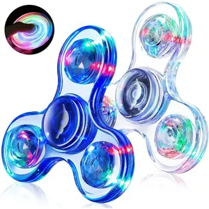 Fidget Spinner for Kids 2 Pack, Light up Sensory Fidget Toys Adults Kids 4-8-12 with Autism ADHD, Easter Egg Fillers Basket Stuffers Classroom Prizes Party Favors, Glow Spinners Stress Anxiety Relief
