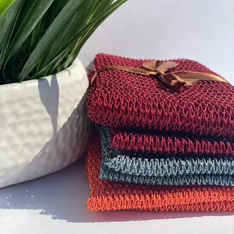 African Exfoliating Net Bundle Stretchable 60 Inches Long for All Skin Types Personal Care Accessory for Shower & Body Scrubs Machine Washable Fast Drying Bath Soap Burgundy Grey Peach