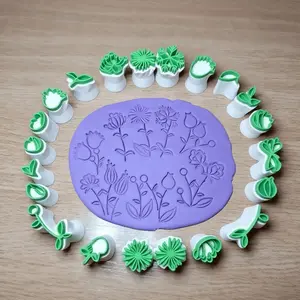 19pcs/Set Luxury Pottery Tools, Clay Flower and Leaf Stamps for Unique Soil Pressing – Durable Plastic Material Perfect DIY Craft & Art Creation Kit (Christmas Birthday Gift)