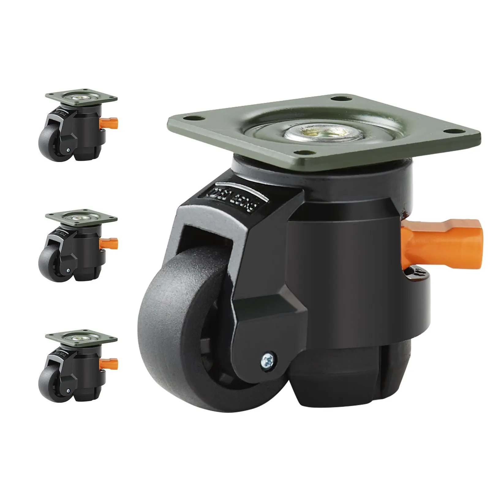 【summerfinds】VEVOR Leveling Casters, 4-Pack Heavy Duty 360° Swivel Caster Wheels Hold up to 1100 lbs Load, 2 inches Caster Diameter, Adjustable Casters with Upgraded Handle Design and Feet for Workbench & Machine