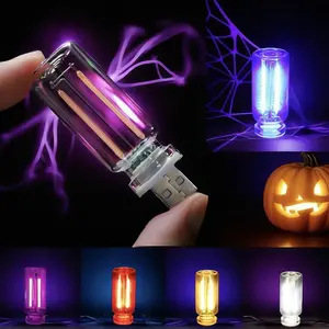 Car USB Night Light: Touch Dimmable LED Filament Lamp - Warm White Portable Lighting, Plug & Play Decorative Atmosphere Light for Car, Bedroom & More， Luminous Flower Headbands Set