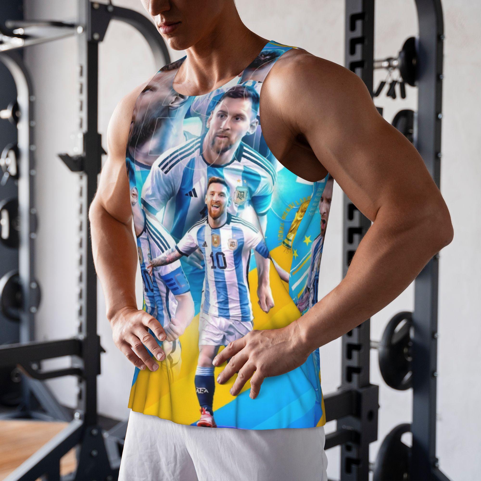 Messi's classic Argentina national team moment full-print vest Summer sports and leisure breathable