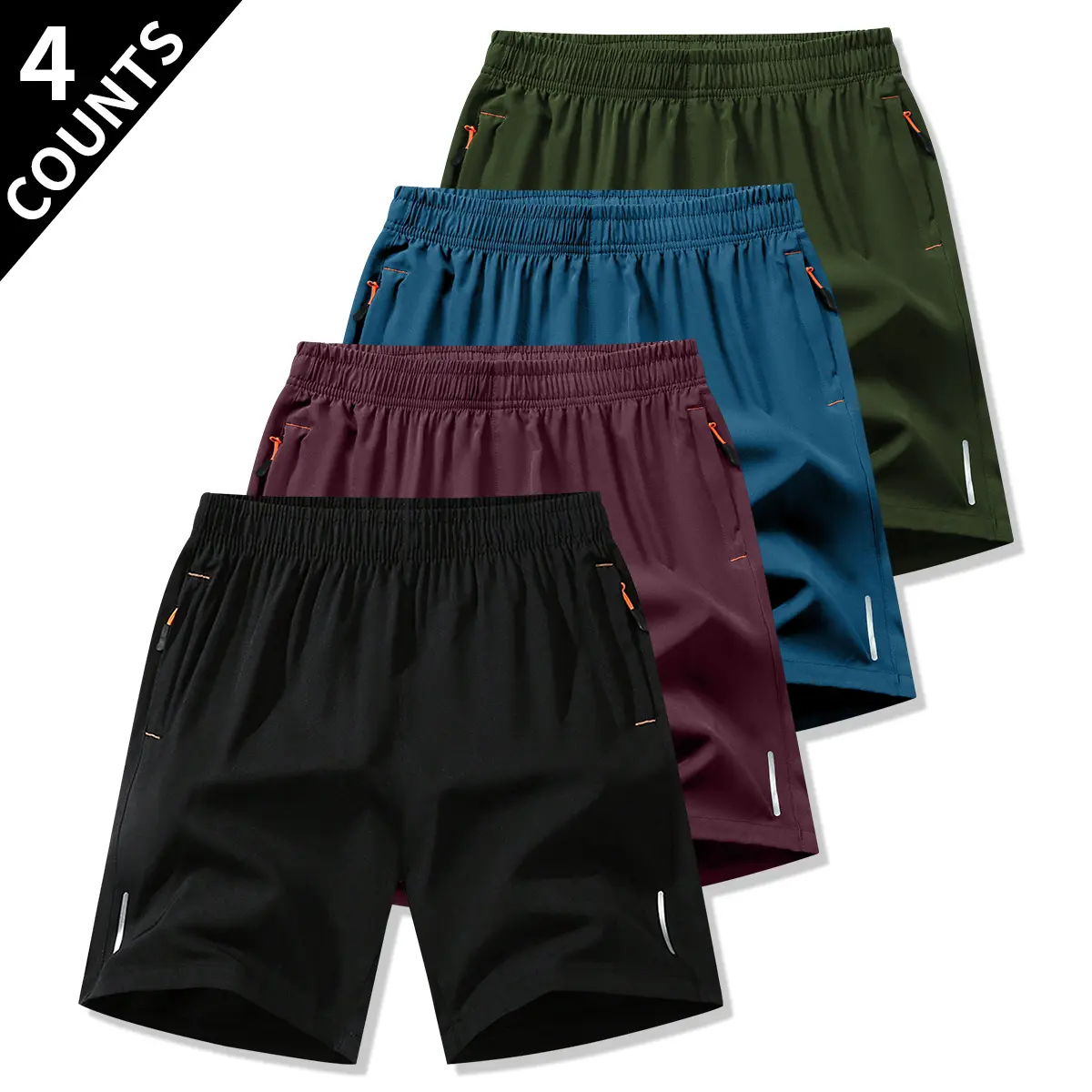 4Pcs-Black + Burgundy + Lake Blue + Army Green
