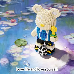 Number Ten Football Bear 3D Puzzle Building Blocks Decoration, Bookshelf Home Office Cabinet Decor, Party Living Room TV Stand Display