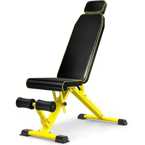 Adjustable Weight Bench,1000 LB  Folding Workout Bench for  Gym Strength , Incline Decline Flat Utility Bench Press for Full  Workout, Upright Storage Yellow Exercise Bench
