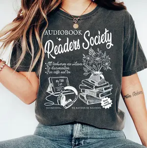 Audiobook Readers Society T-Shirt, Audiobook Lover Sweatshirt, Women’s Booklover Hoodie, Literary Gift, Book Reader Tee, TBR List Bookish Sweater