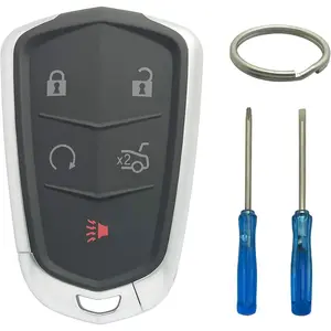 Smart Key Fob Shell Case Replacement Fits for Cadillac ATS ATS-v CTS CT6 XTS XT5 XT4 XT6 SRX 2014 2015 2016 2017 2018 2019 2020 2021 Keyless Entry Car Remote Cover (5 Buttons a)