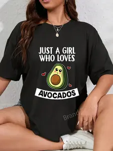 100% Cotton Unisex Just A Girl Who Loves Avocados Vegan Avocado Costume T-Shirt