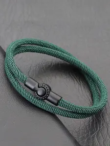 Men's Minimalist Magnetic Closure Nylon Bracelet, Fashionable Casual Plain Color Braided Bracelet for Party, Daily Decor, Trendy All-match & Exquisite Jewelry for Birthday Gift