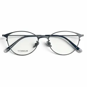 FIANPOR Pure Titanium Thin Frame Glasses Comfortable Super Light Round Lens Eyewear for Daily Wear