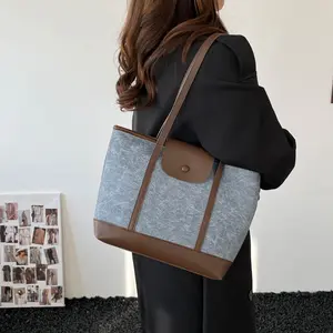 Women's New Fashion Colorblock Shoulder Bag, Versatile Crossbody Handbag for School Work Commute, Large Capacity Casual Korean Style