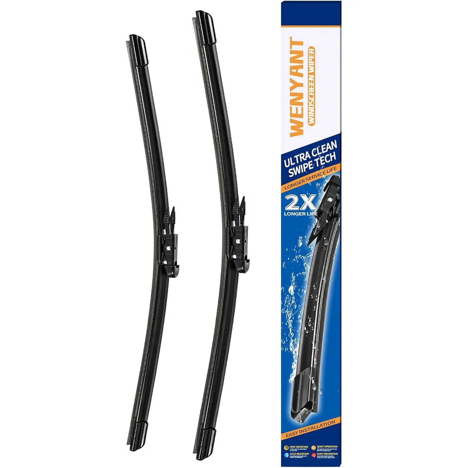 28"/26" Alloy Rubber Front Windshield Wiper Blades Set of 2, Low Noise, Acid Alkali Res., Cold Resistant, Close Fit, Easy Install, OE Replacement for Ford C-Max 2013-2018 Auto Wipers, Front Wipers