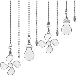 12 Inch Nickel Ceiling Fan Pull Chain Set, 4 Pieces Fan and Light Design Extension for Ceiling Fan and Lighting