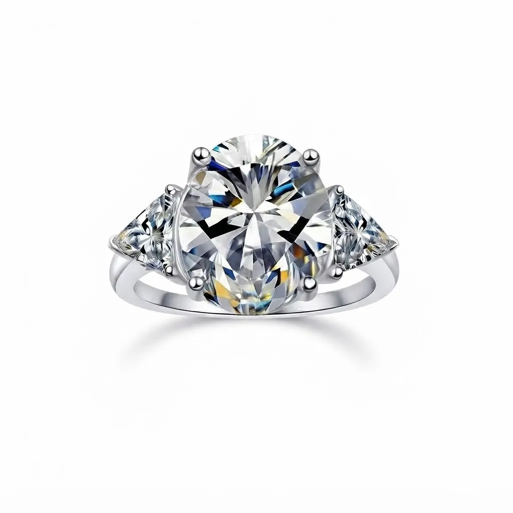 [EVA Jewelry] Oval 9CT 925 Sterling Silver Synethic Moissanite Ring