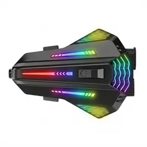 Motorcycle Helmet Bluetooth Headset by Maqlion| Wireless Intercom Headset for Motorcycle Riders Bluetooth 6.0 RGB Lighting Group Chat Intercom