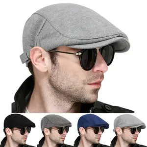 Men Solid Color Newsboy Caps British Painters Hats Spring Autumn Berets Adjustable Flat Cap