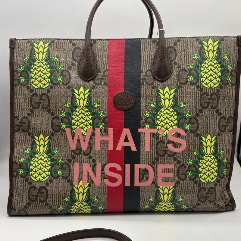 Pre-owned GUCCI canvas Tote Bags Interlocking G Patch Convertible Tote Printed Jumbo GG Coated Large bag