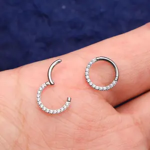 Oufer 16G Titanium Hinged Segment Septum Daith Piercing Ring Hoop Inner Diameter 6mm 8mm 10mm