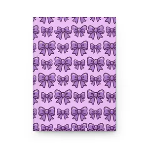 Purple Bow Pattern Hardcover Journal | Cute Ribbon Notebook