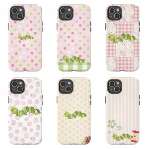 Caterpillar Pink Polka Dot Phone Case|Pastel Striped Caterpillar Shockproof Cover For iPhone 17 Pro Max 16 15 14 13 12 11 for Samsung S21 S22 S23 S24 S25 S26 Phone Case|Gift For Her/Him