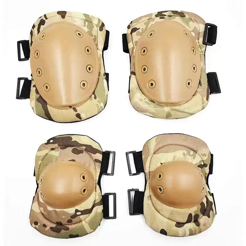 4-Pieces Black Eagle Style Abrasion-Resistant Shock-Proof Tactical Knee & Elbow Pads with Quick Release Buckle, Protective Gear for Serious Athletes in CS Field Combat, Biking - Sports & Outdoor Accessories