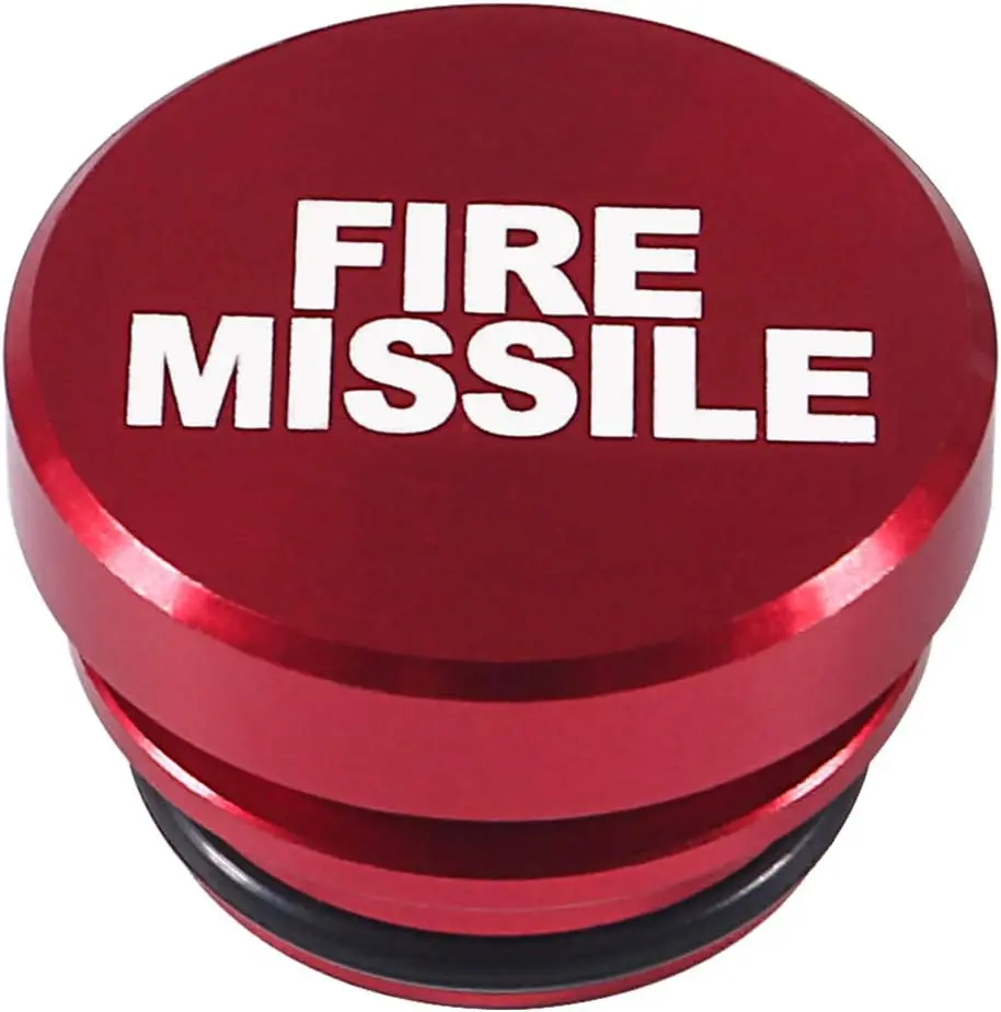 2pcs CNC Billet Aluminum Car Cigarette Lighter Plug Replacements - FIRE MISSILE Button, Durable, Erosion-Resistant, Universal Fit for Most Automotive Vehicles & Boats, Car Interior 12V Power Socket Size A (Red) for DIY Enthusiasts, Durability