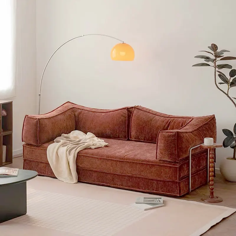 Double sofa, sofa bed, multifunctional compression sofa, wide body sofa, pure sponge sofa, fine striped velvet fabric sofa