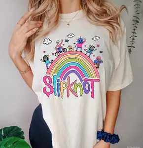 Vintage Rainbow the Slipknot Band Shirt, Slipknot 90s Records Rock Casual Cotton Fit Top
