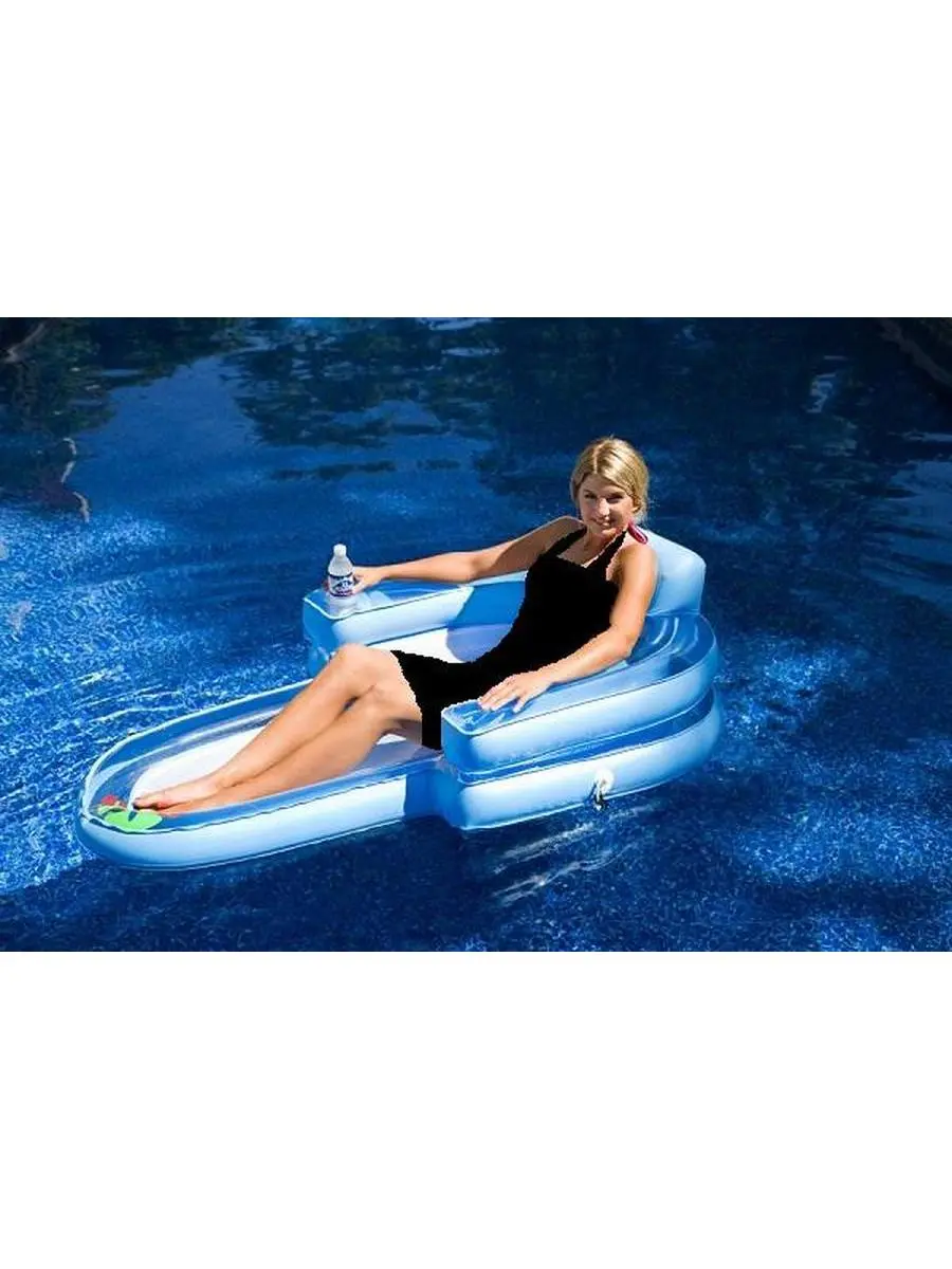 RAVE Sports 02288 Tahitian Lounge Unisex Vinyl Adjustable Reclining Outdoor Lounger - Inflatable, Waterproof, Convertible Floating Chair Sunloungers with Cup Holder for Pool Use, Adjustable Reclining Chair Sunloungers