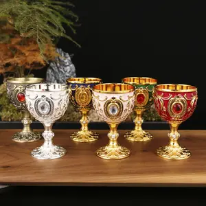 New Arrival 2pc High Footed Wine Glasses, Elegant Party Cups, Tea Water Cup Set, Religious Holy Water Goblets, Decorative Tableware, Drinkware, High Foot Design