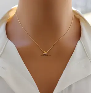 18K Gold Plated Mini CZ Mountain Pendant Necklace – Dainty Nature-Inspired Jewelry for Women