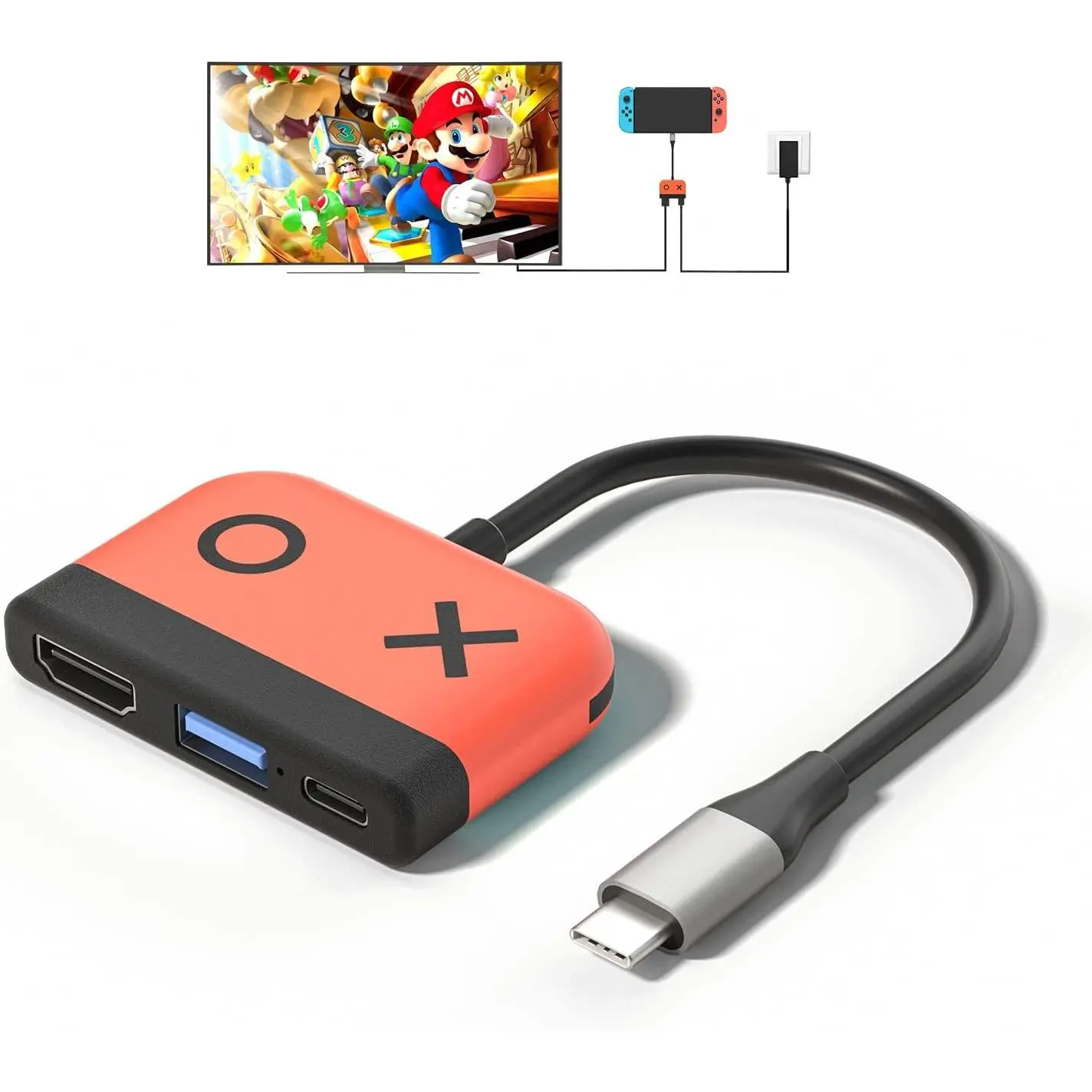Switch Dock for Nintendo Switch,Portable Dock with HDMI TV USB 3.0 Port and USB C Charging,Compatible with Nintendo Switch Steam Deck MacBook Pro/Air Samsung and More