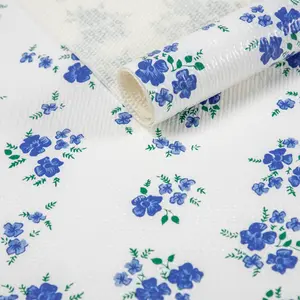 RAY STAR PVC Blue Flora Design Grip Shelf Liner Non Adhesive, Strong Grip Bottom, Easy Clean Kitchen Drawer, Cabinet, Cupboard Dresser Protector Cover, Non Slip