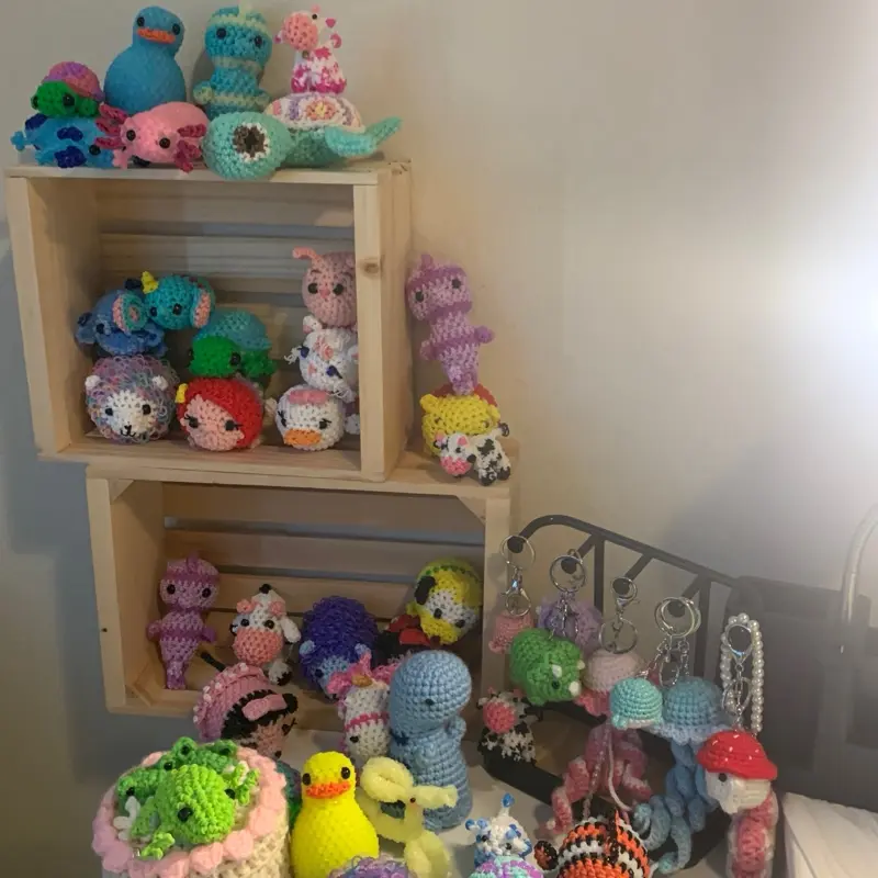 Handmade Crochet Collection - Variety of Colorful and Unique Designs on Display