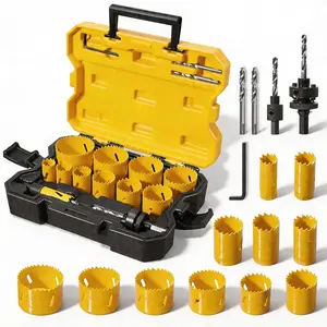 Bi-Metal Hole Saw Kit, 18 Piece M42 Steel Hole Saw Set with 3/4"-2-1/2"(19-64mm) Saw Blades, Hole Saws Drill Bits Hole Cutter Kits with Storage Case, Holesaw Cutting for Thin Metal, Hard Wood