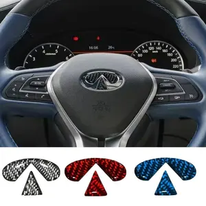 For Infiniti Q50 Q60 2014-2019 Steering Wheel Cover Sticker 1 Pair Carbon Fiber Car Interior Logo Trim Styling Accessories 2021