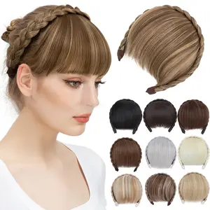Snoilite-High-Top Hair Accessory 1pc Multi-Color Available Women's Synthetic Clip-In Bangs, Braid Design - Versatile Bangs Piece Suitable For All Hairstyles, Wearable For Daily And Date Outings