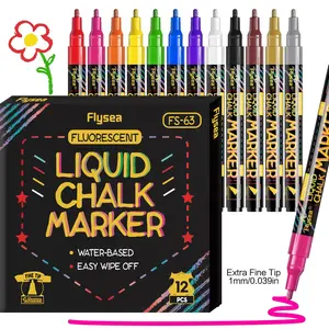 8/12 Pack Liquid Chalk Markers, 1mm Ultra Fine Tip, Washable & Wet Erase, Fluorescent Pens for Blackboard, Whiteboard, Board Signs, Art Pen