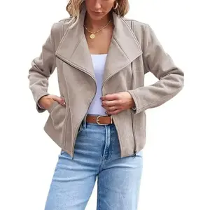 Womens Faux Leather Jackets Suede Fall Fashion 2025 Outfits Winter Clothes Open Front Cropped Coat Outwear