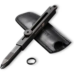 Precision Tweezers for Splinters, Retractable Tweezers with Leather Sheath for Men EDC Easy Keychain Carry, Tac-N-Tweeze Tweezers Designed By Bob Terzuola C19062B-A