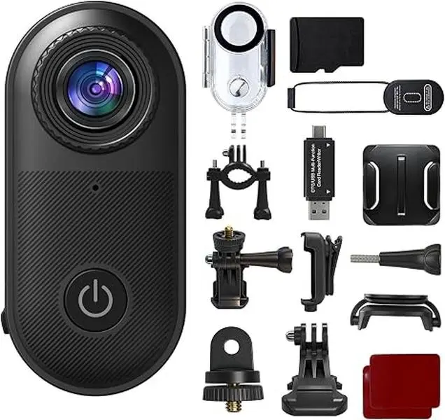 2.7K HD Thumb Sized Mini Action POV Camera, 32G Storage Included, Hands-Free Shooting With Magnetic Chest Mount, 30M Deep Waterproof Protective Case, Full Accessory Kit, Ideal For Cycling, Snorkeling, Hiking, Outdoor Sports And Daily Travel Vlogs