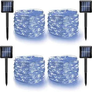4 Pack Solar String Lights Outdoor, Total 160FT 480LED Solar   Fairy Lights 8 Modes,  Wire Lights for Christmas Patio Party Tree Yard Decoration (White)