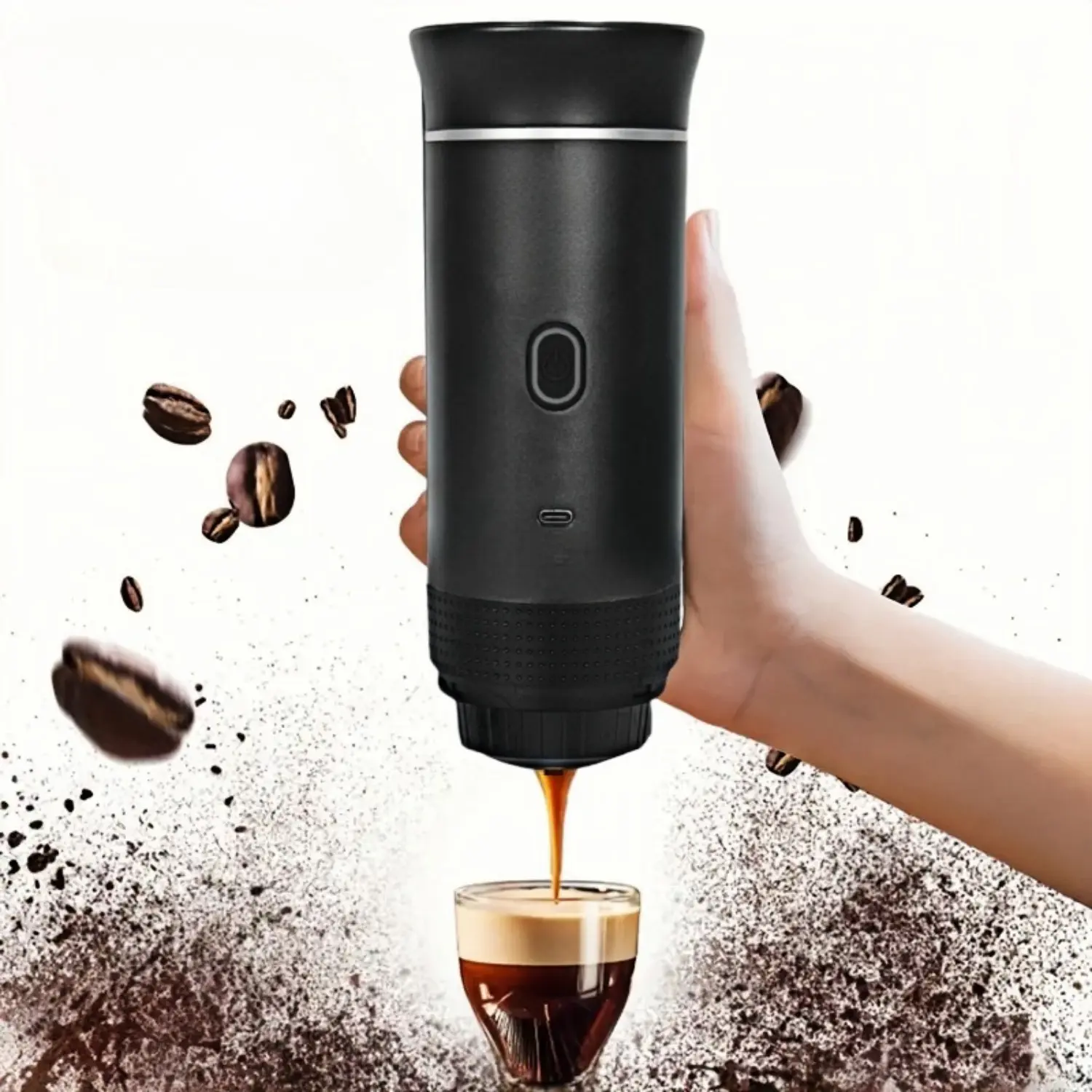 MIUVA Portable Electric Espresso Machine - 304 Stainless Steel Capsule Coffee Machine, 1.3lbs Compact and Lightweight Durable Self-Heating, Type-C Compatible for Ground Coffee & NS Capsules, Camping Car Gift for Christmas