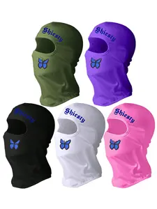 Unisex Blue Butterfly & Shiesty Print Mask Hood, Cooling Breathable Fabric, Full Face & Neck Coverage, Windproof Sunshade Balaclava Hat