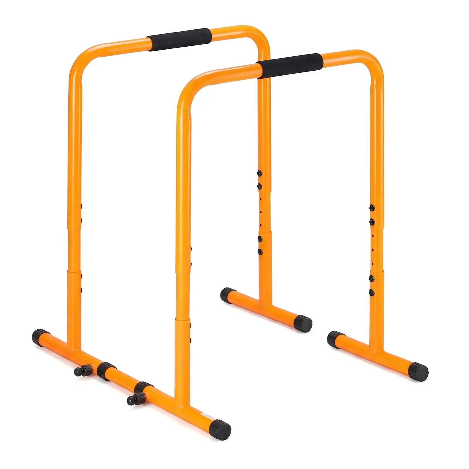 Adjustable Dip Stands for Home Gym – 4 Height Settings (30.7"/31.6"/33.5"/35.04") & 6.8" Width Adjustment (20"-26.8") – Fits All Body Types – Heavy Duty 400lb Capacity Pull Up Bar with Soft Foam Handles – For Patio, Office, Garage